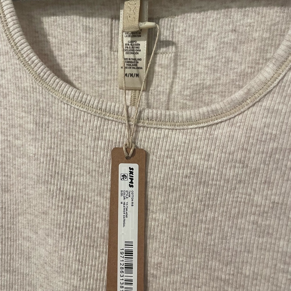 NWT SKIMS Oatmeal Cotton Rib Tank - Picture 2 of 3